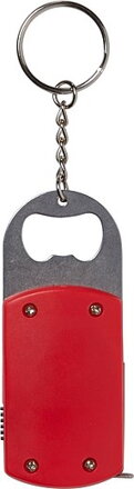 ALEXEJ Přívěšek na klíče s otvírákem, 1 LED a metrem, červená