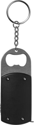 ALEXEJ Přívěšek na klíče s otvírákem, 1 LED a metrem, černá