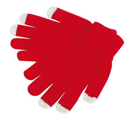 Rukavice s úpravou pro dotykové displeje na 3 prstech, červené