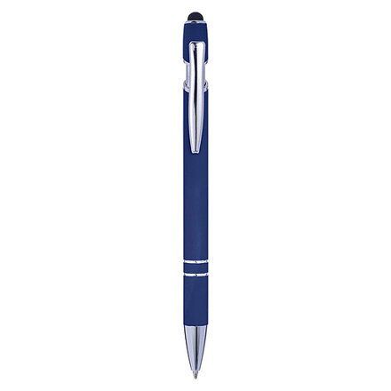 KARIOLO Kovové kuličkové pero s pogumovaným povrchem a stylusem, modrá náplň, královsky modré